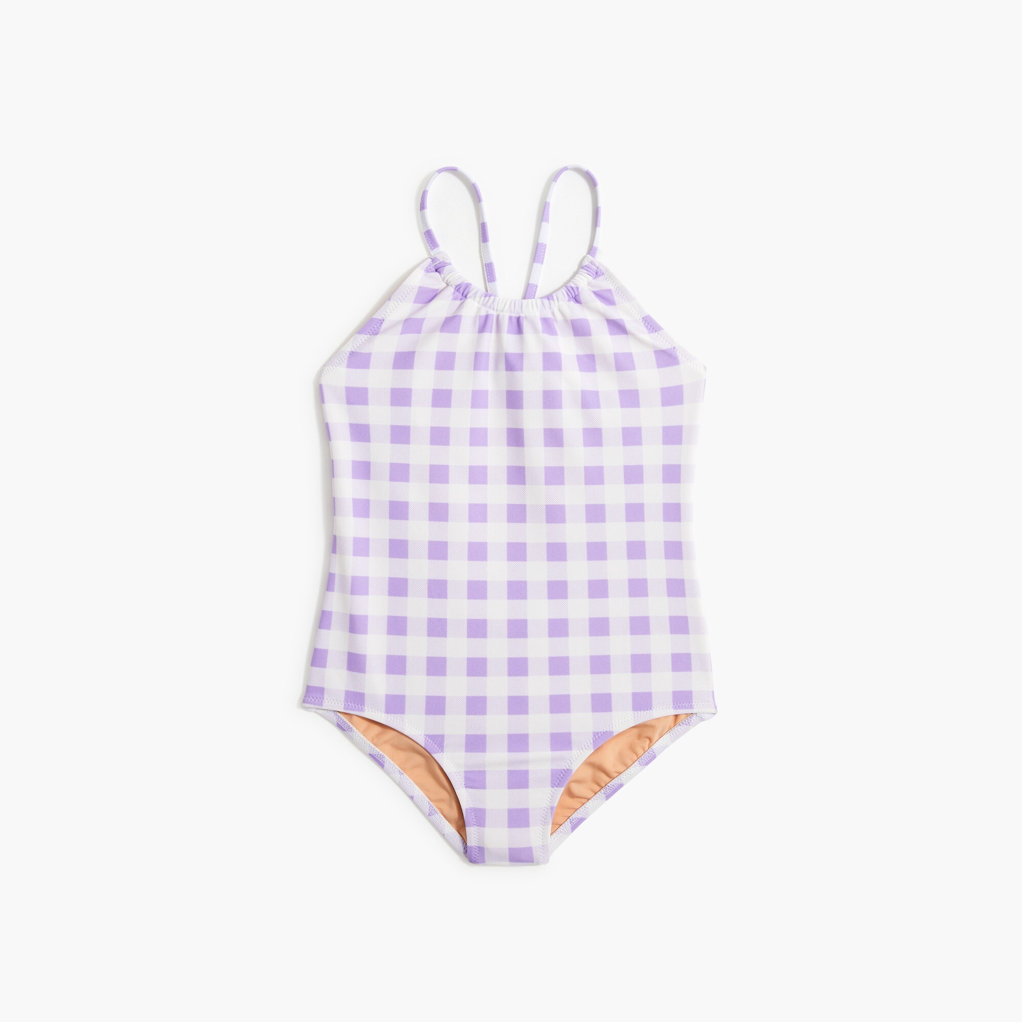 Girls' gingham one-piece swimsuit