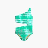 Girls' green tie-dyed one-piece swimsuit