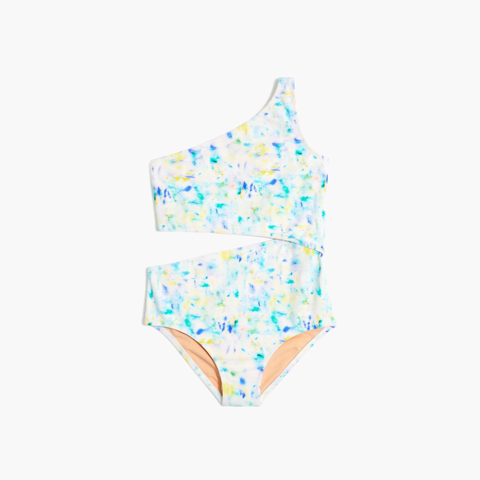 Girls' tie-dyed cutout one-piece swimsuit