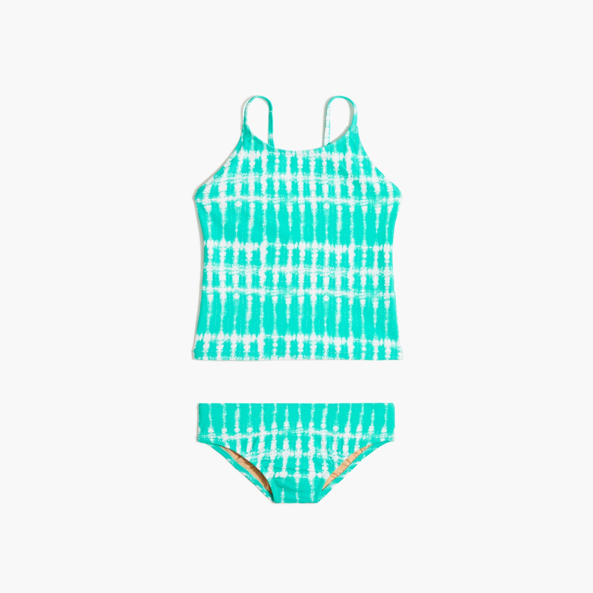 Girls' green tie-dyed tankini