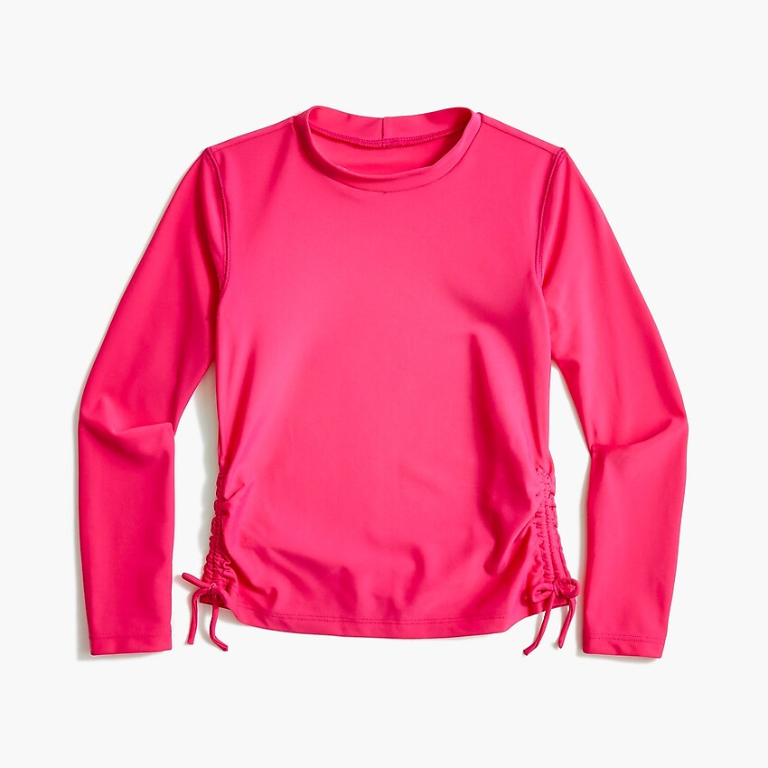factory: girls' rash guard with side tie for girls, right side, view zoomed