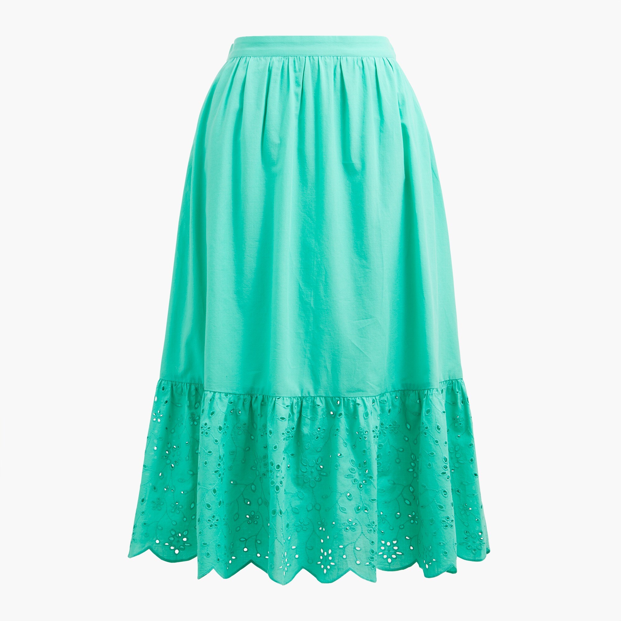 Eyelet mixed midi skirt