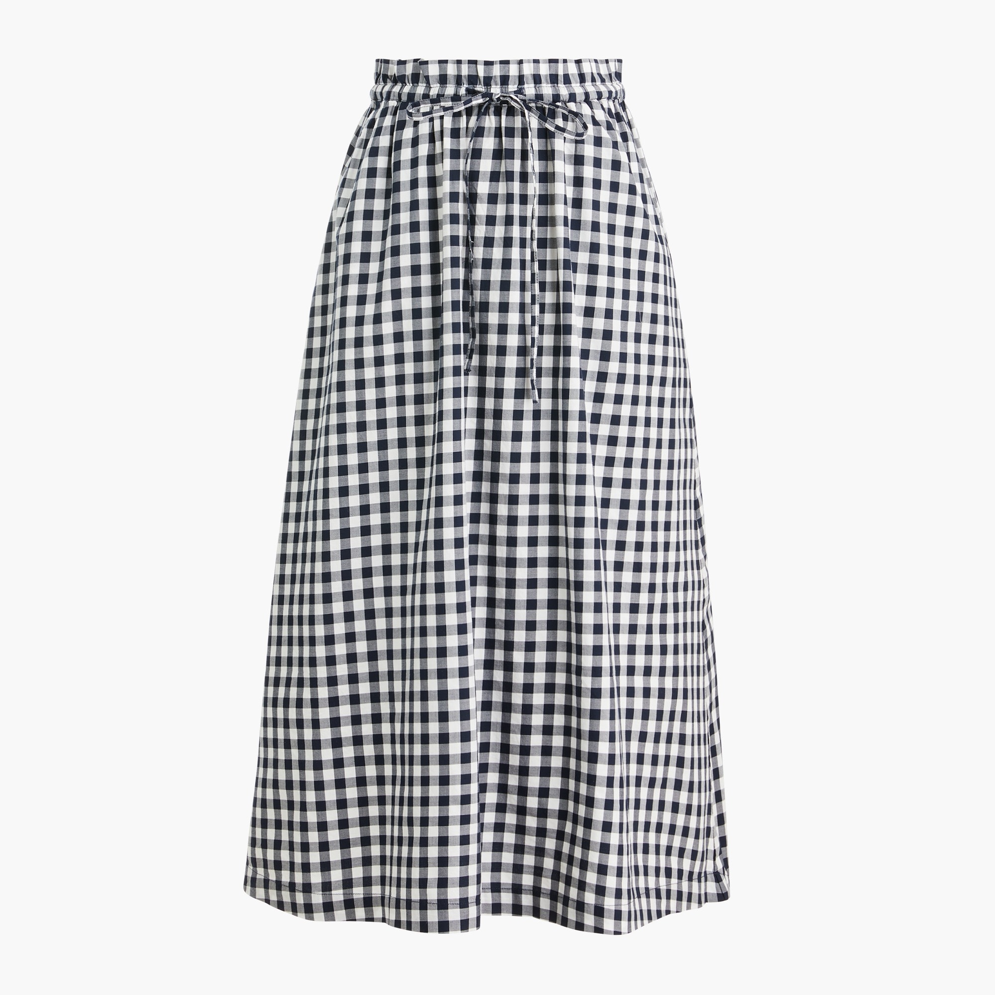 Paper-bag pull-on midi skirt