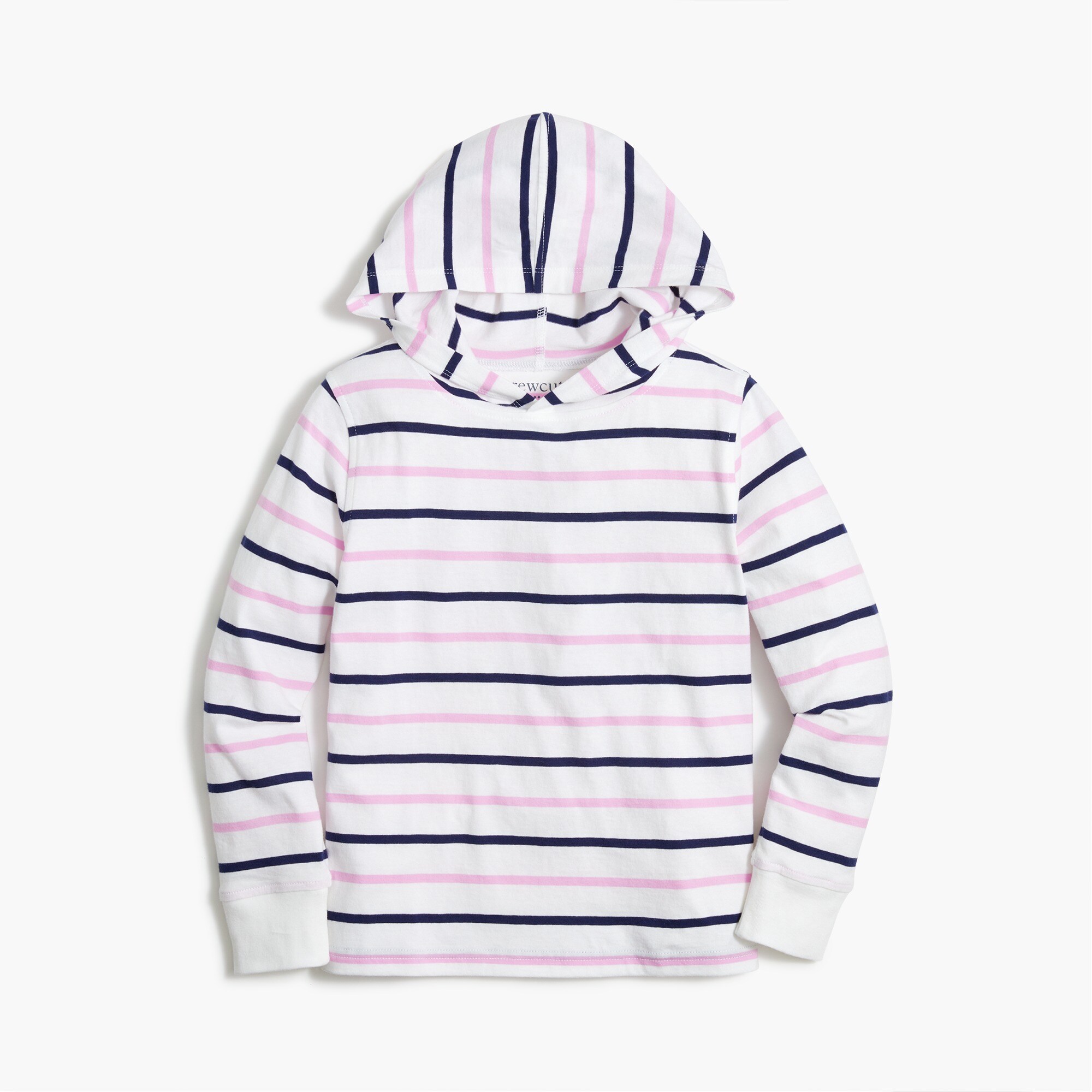 Girls' long-sleeve striped hooded tee
