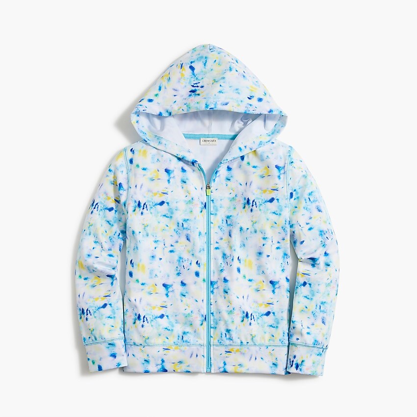 factory: girls' tie-dyed zip active hoodie for girls, right side, view zoomed