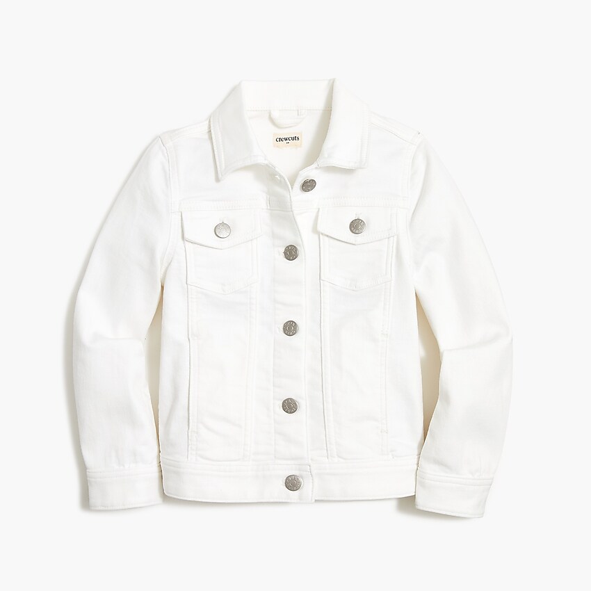 factory: girls' white jean jacket for girls, right side, view zoomed