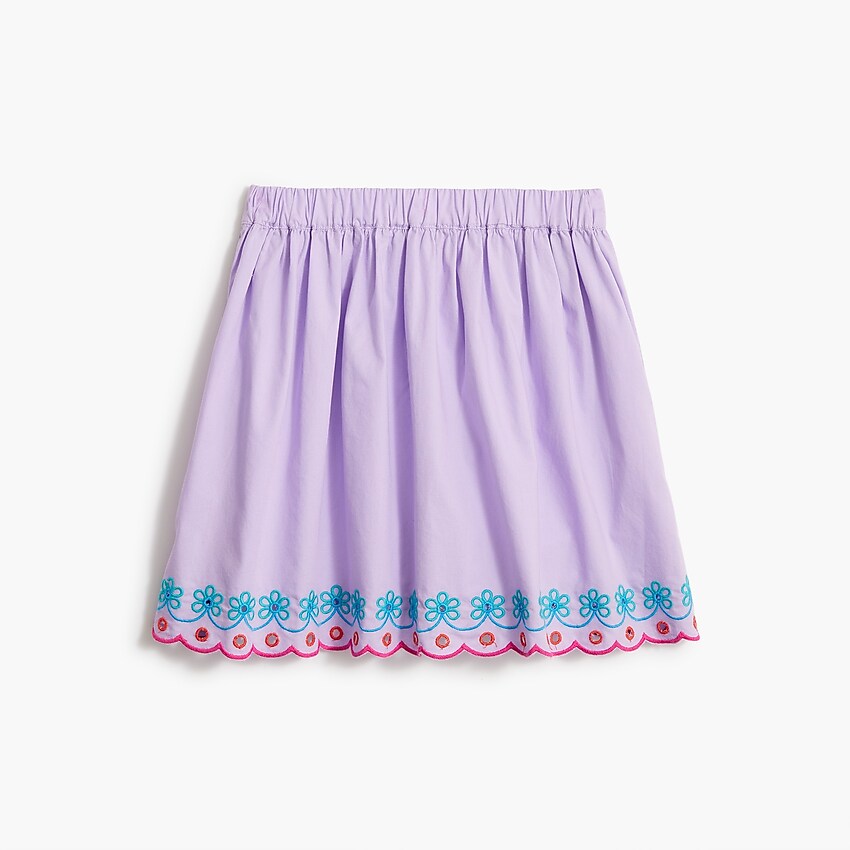 factory: girls' skirt with embroidered hem for girls, right side, view zoomed