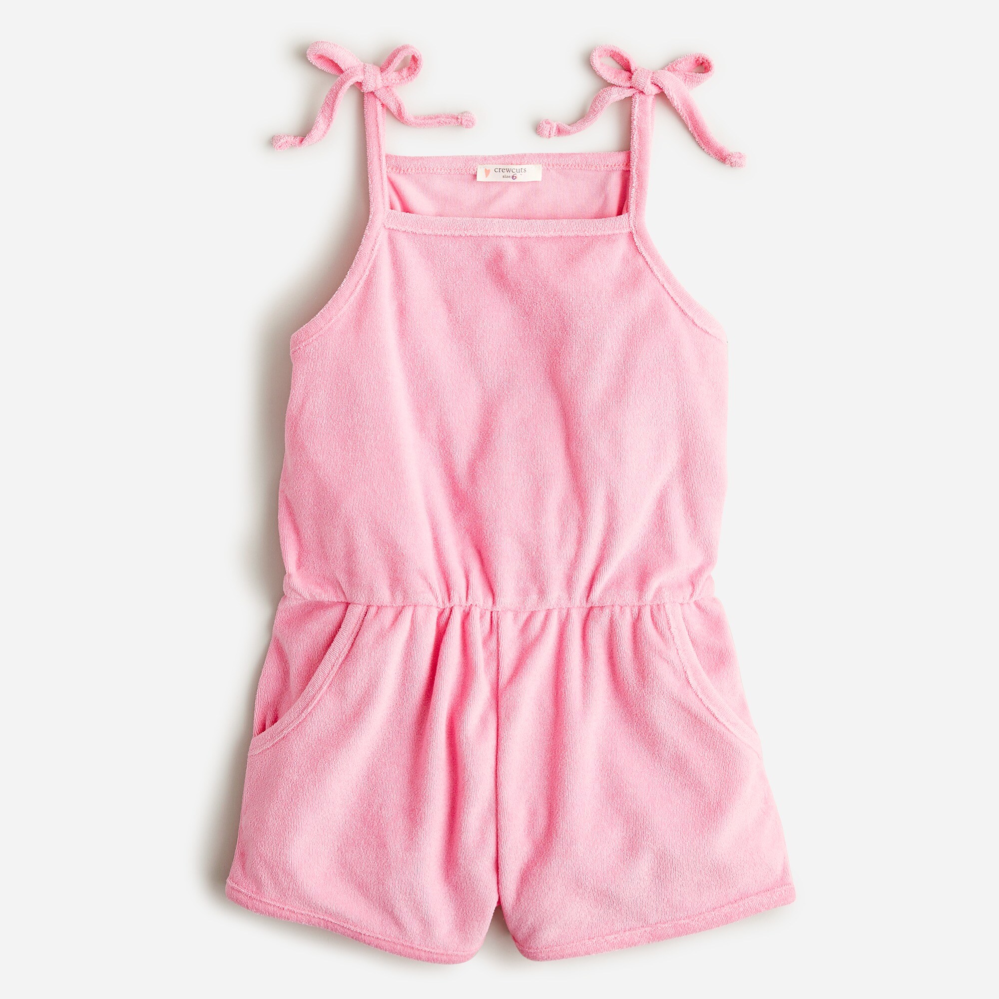 girls Girls&apos; tie-shoulder romper in towel terry