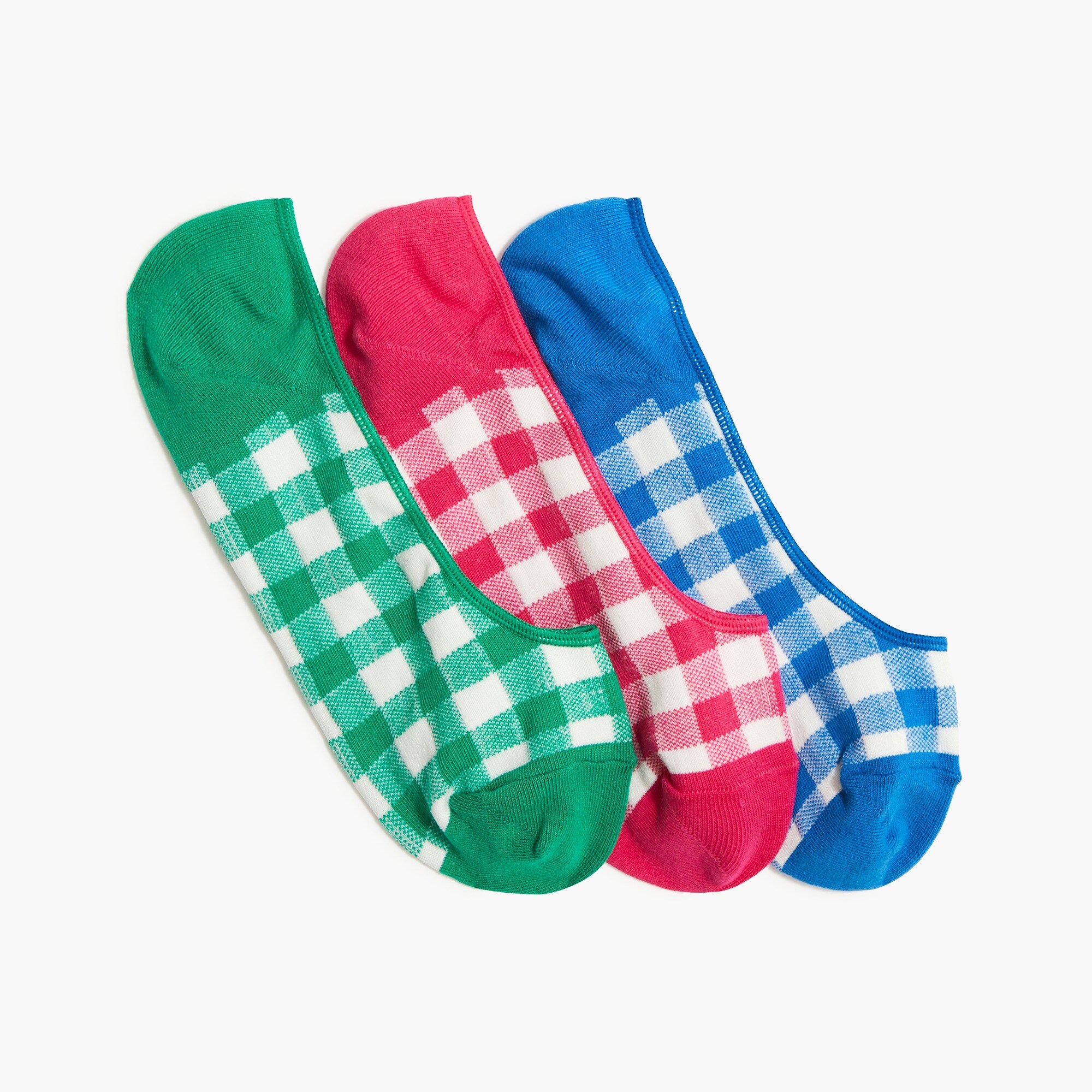 Gingham no-show socks three-pack