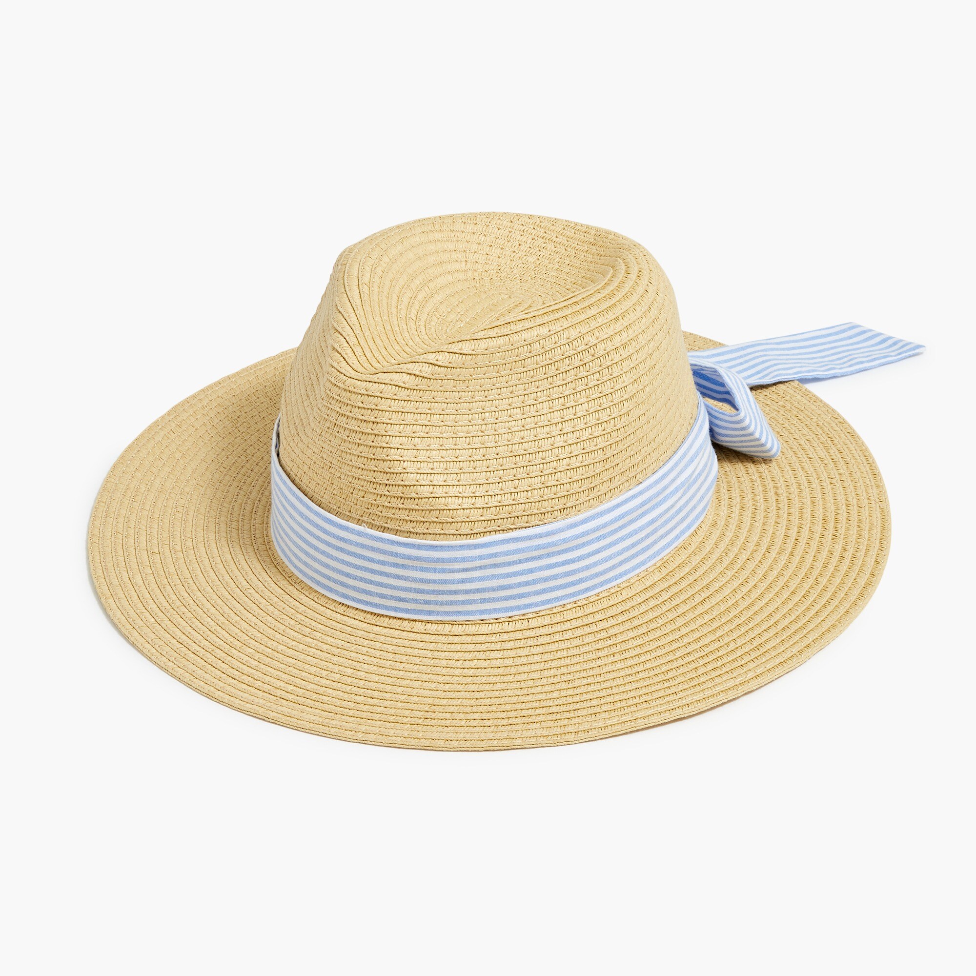 Straw hat with printed ribbon