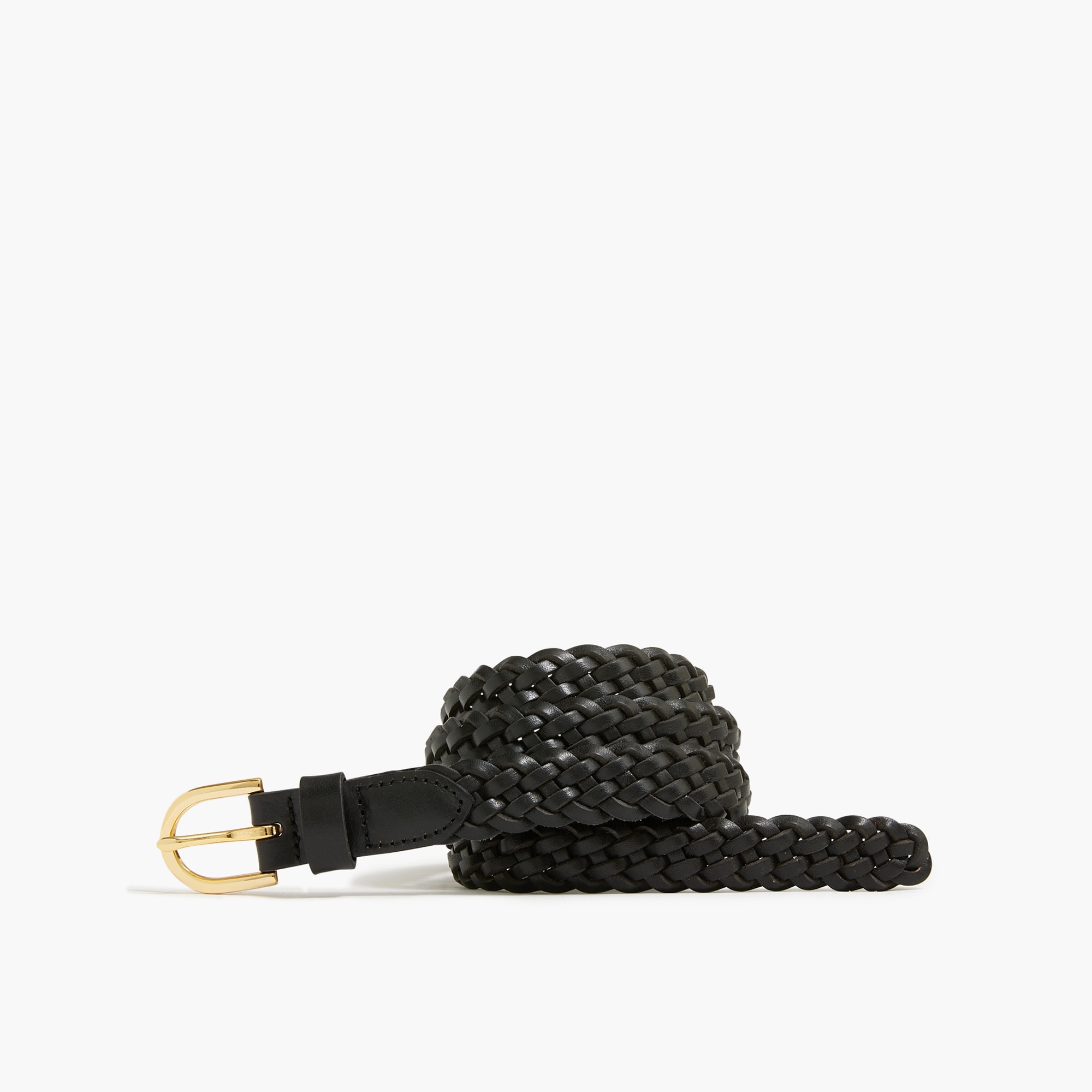 Skinny braided leather belt