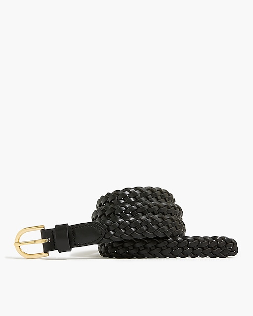 womens Skinny braided leather belt