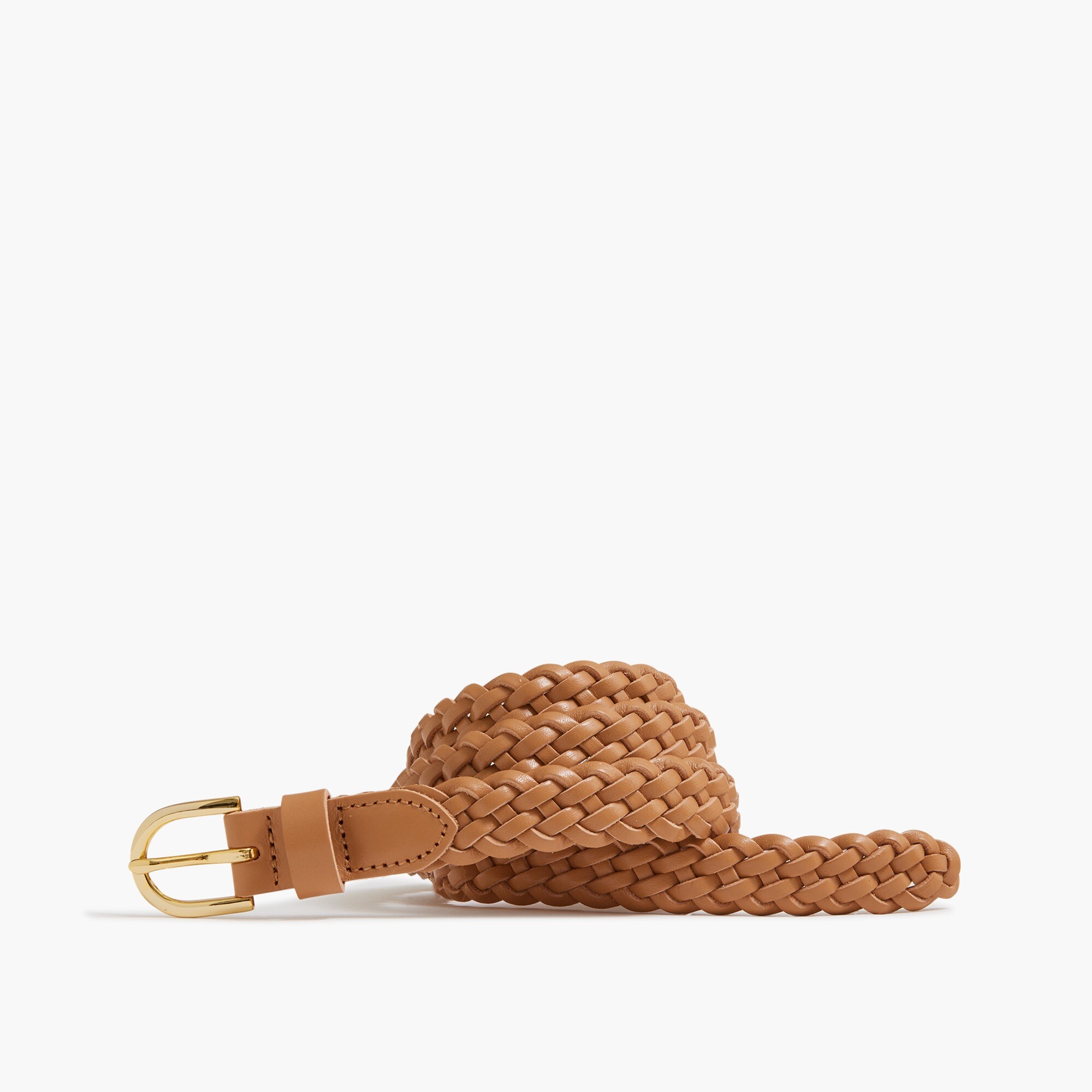 Skinny braided leather belt