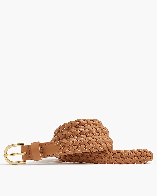 womens Skinny braided leather belt