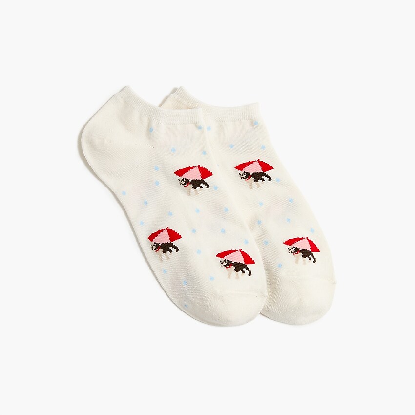 factory: rainy dog ankle socks for women, right side, view zoomed