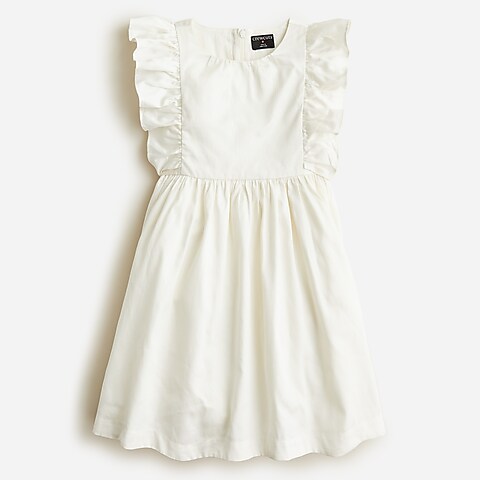 girls Girls' flutter-sleeve ruffle dress in white