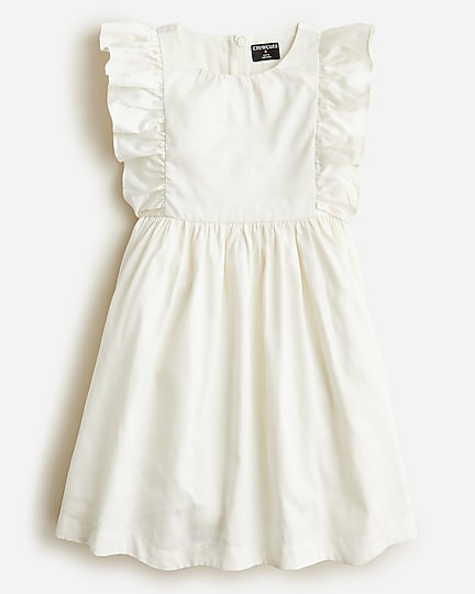 girls Girls&apos; flutter-sleeve ruffle dress in cotton satin