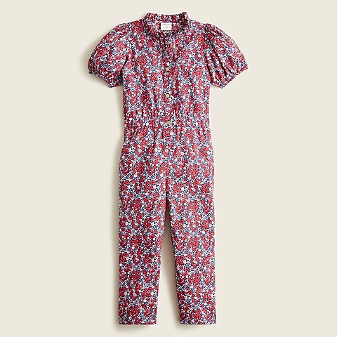 girls Girls' puff-sleeve jumpsuit in floral print
