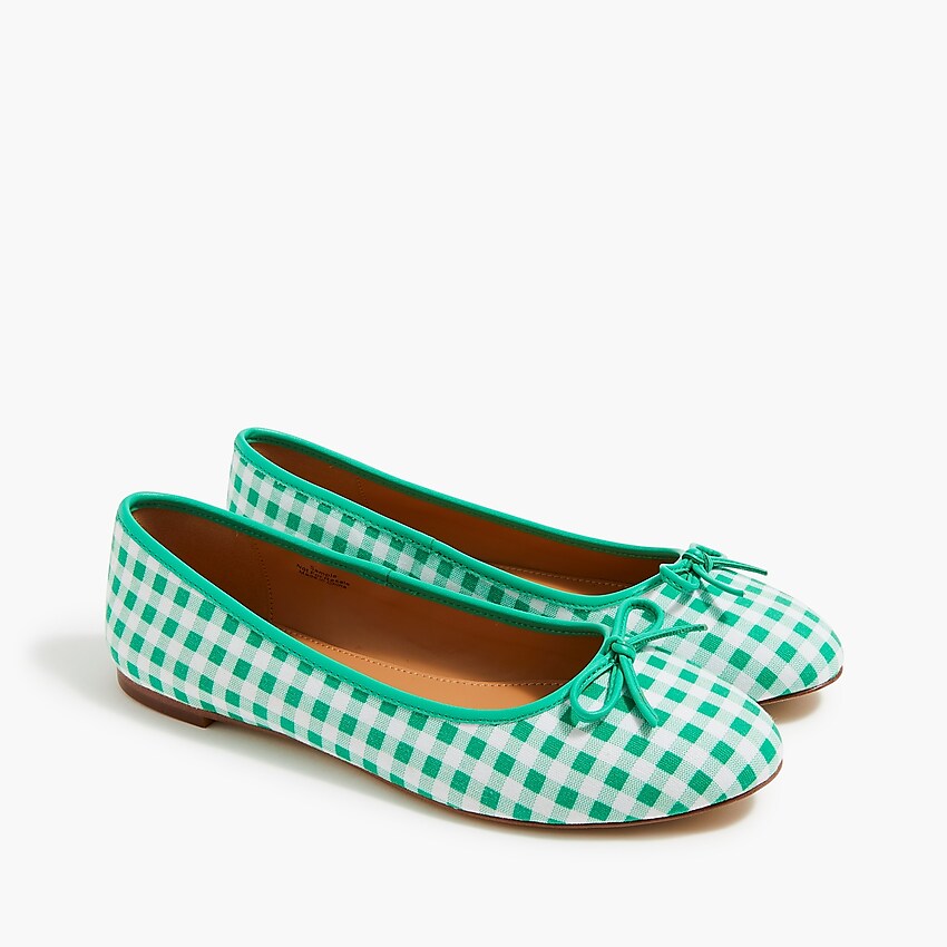 factory: gingham ballet flats for women, right side, view zoomed