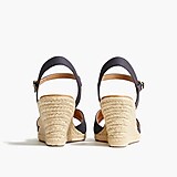 Canvas peep-toe wedge espadrille sandals