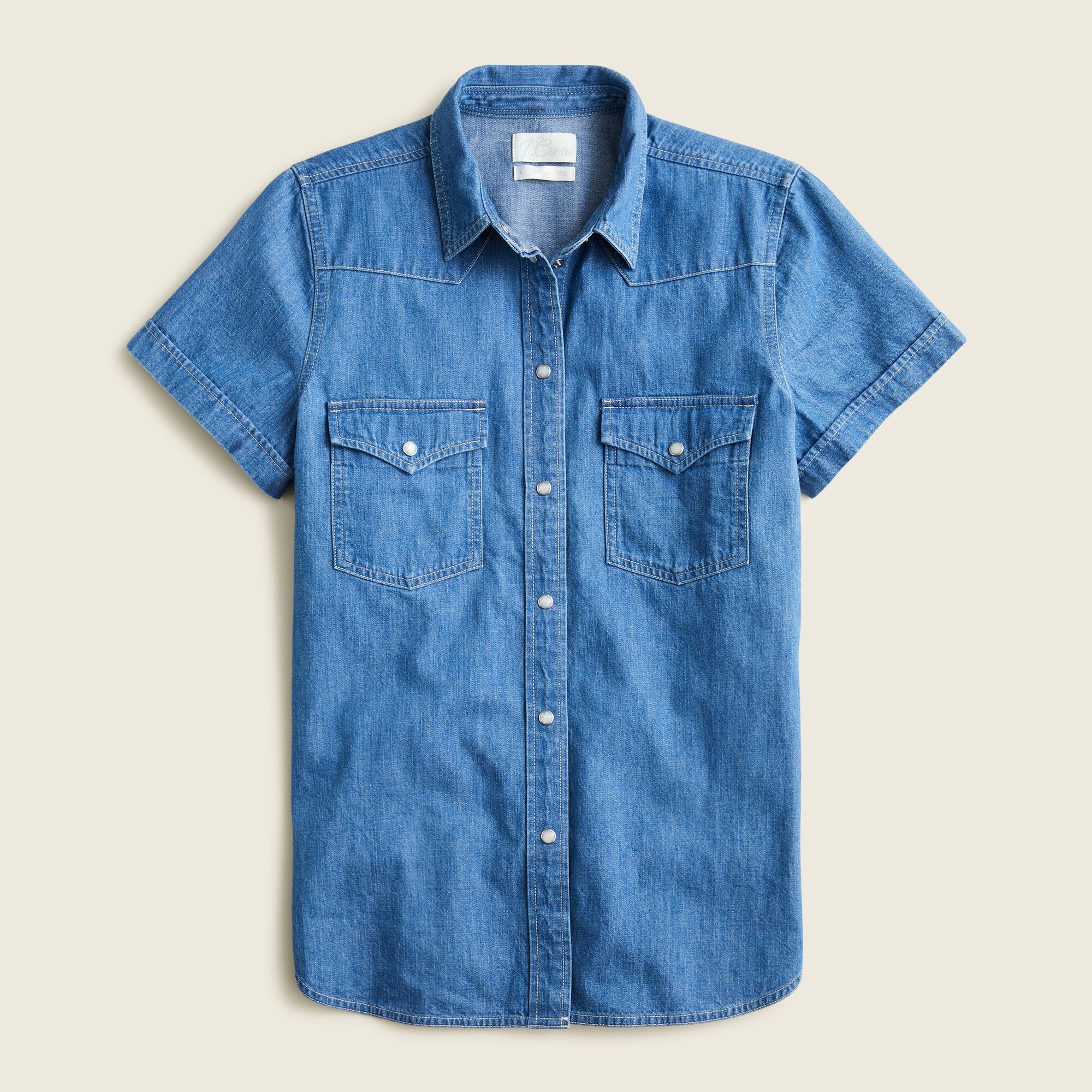 Classic-fit short-sleeve western chambray shirt