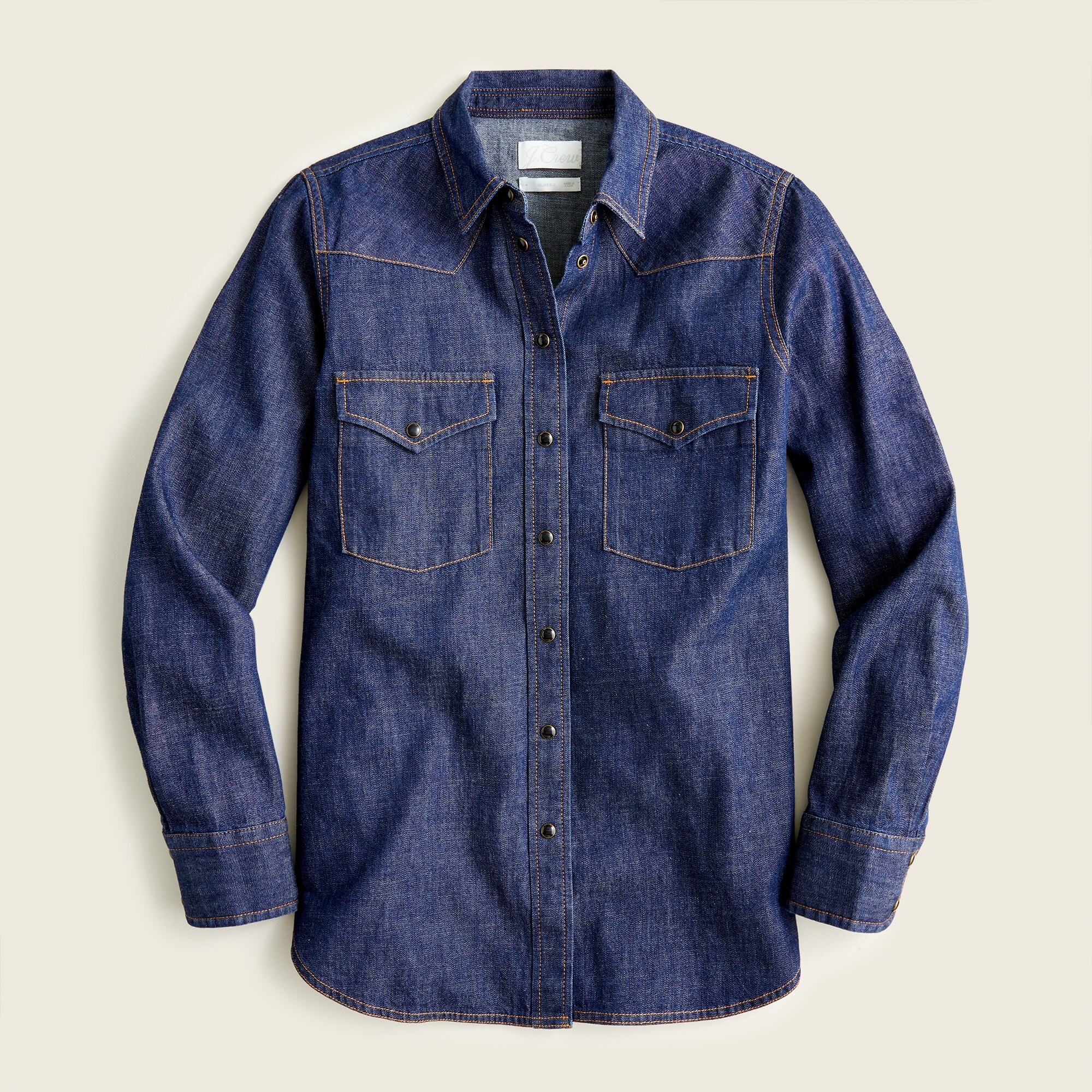 Classic-fit western chambray shirt in rinse wash