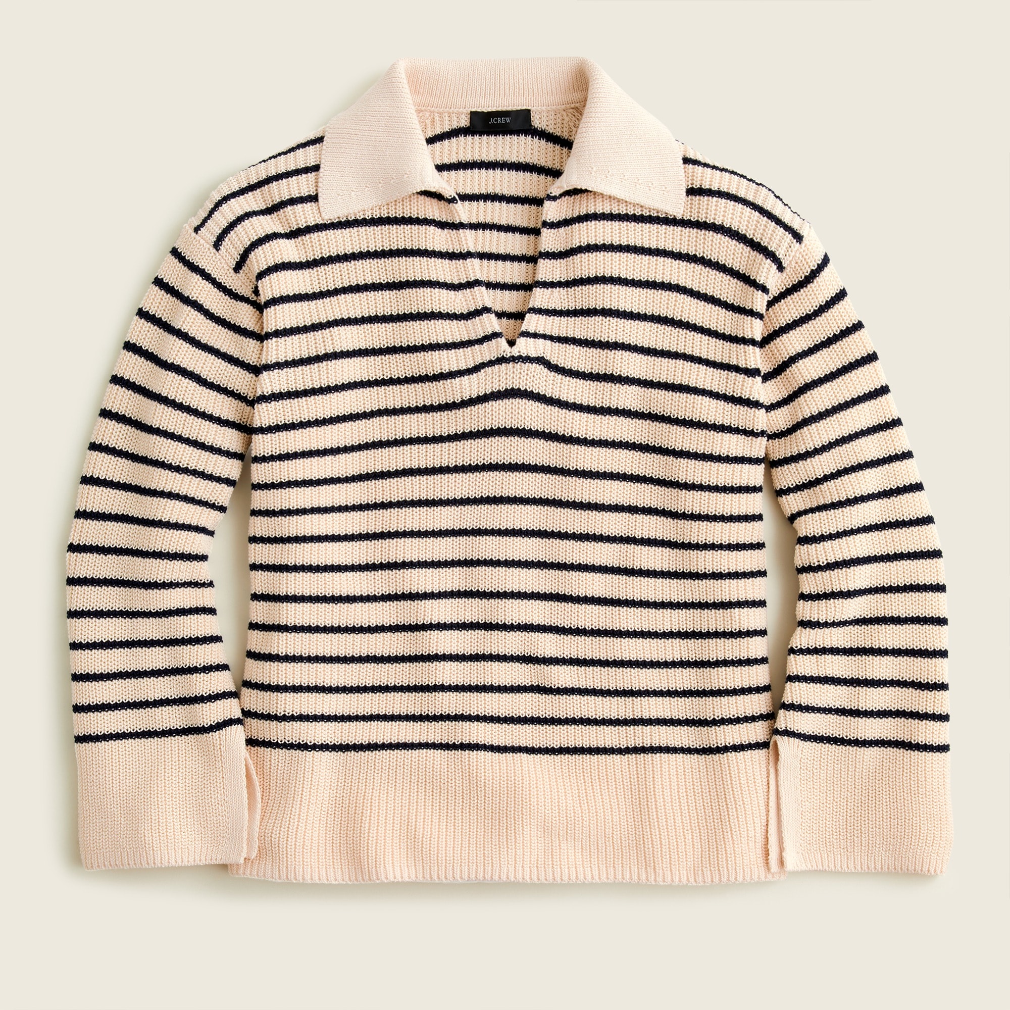 J.Crew: Relaxed Collared Sweater In Stripe For Women