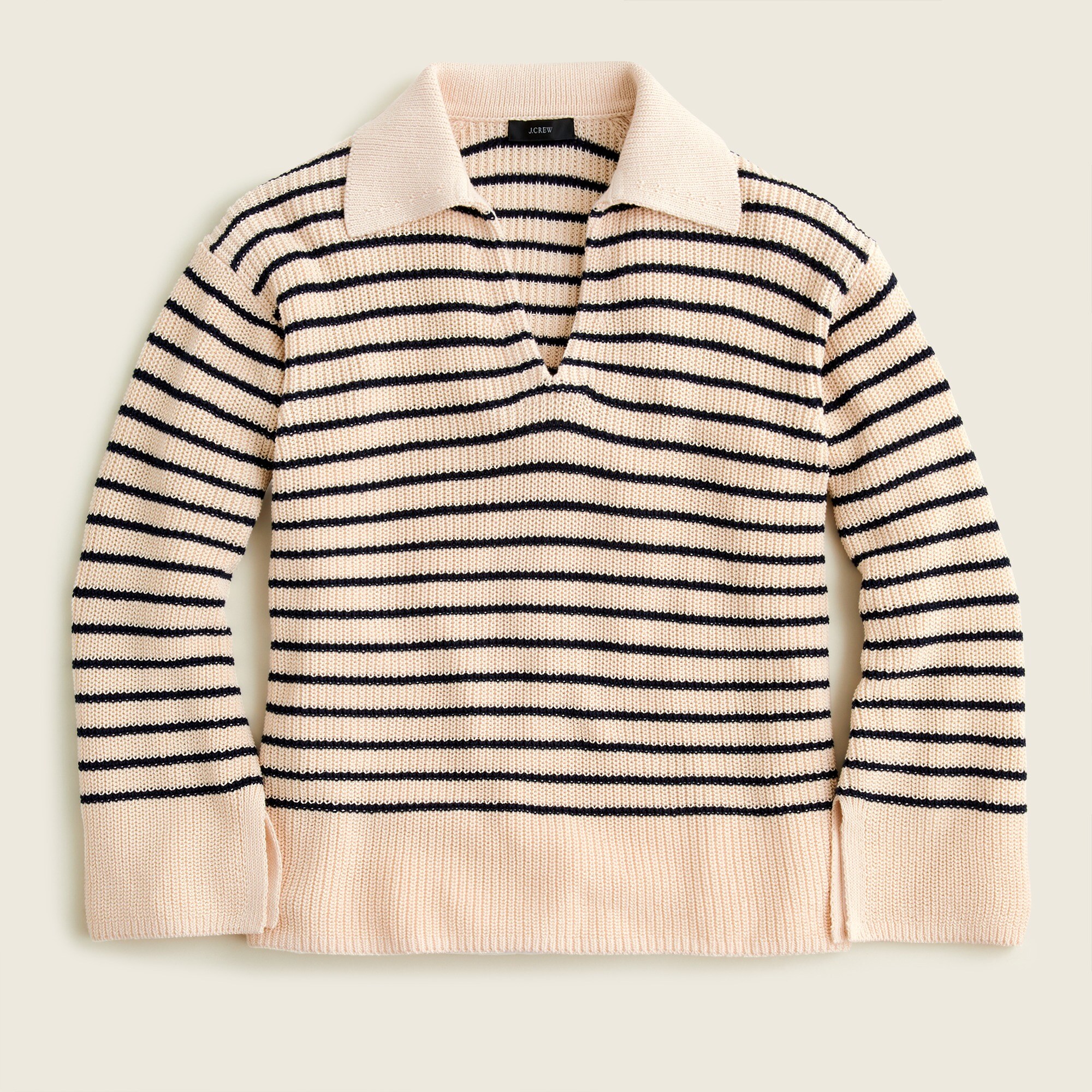 Relaxed collared sweater in stripe
