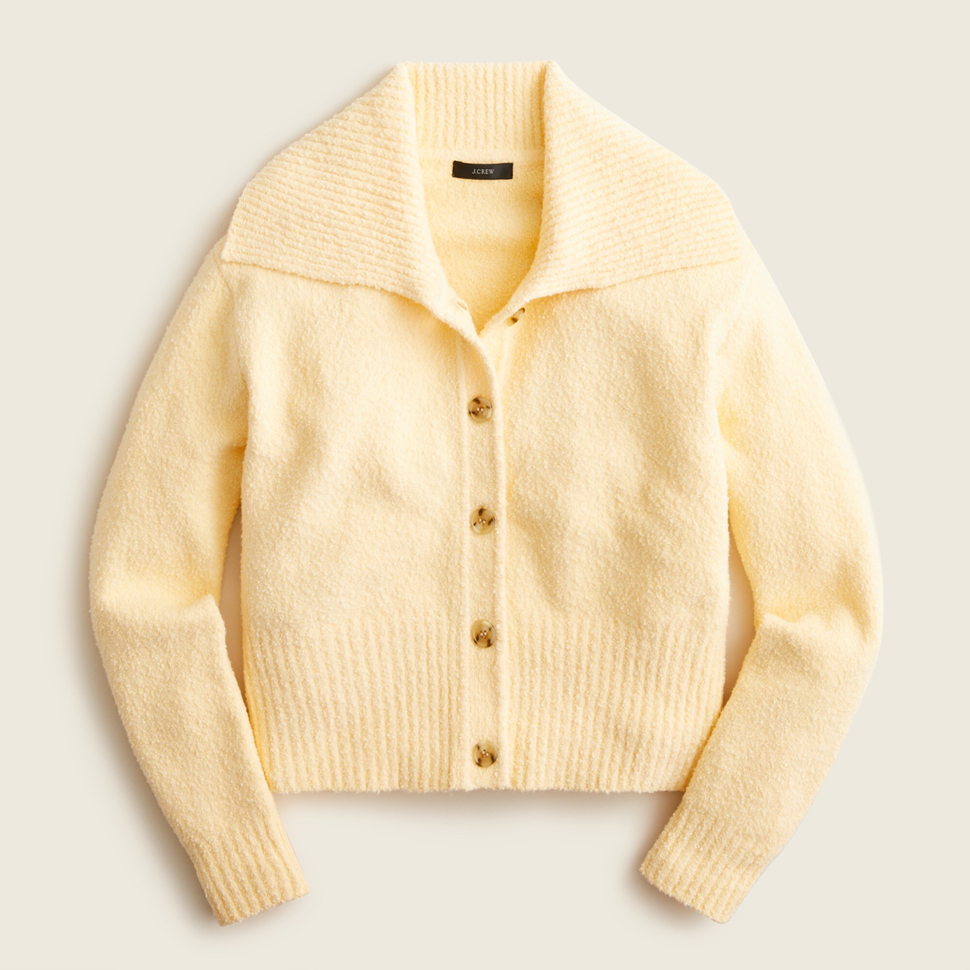 Collared cotton bouclé cardigan sweater