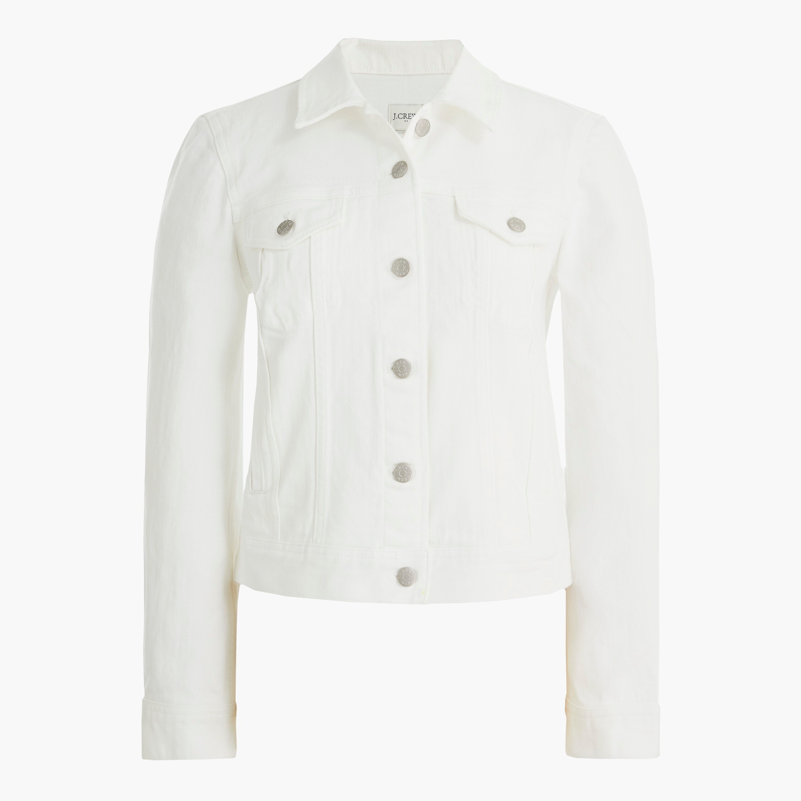 classic white denim jacket for women