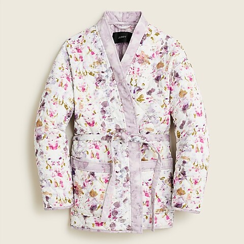 womens Flora Obscura X J.Crew quilted reversible wrap jacket with PrimaLoft®