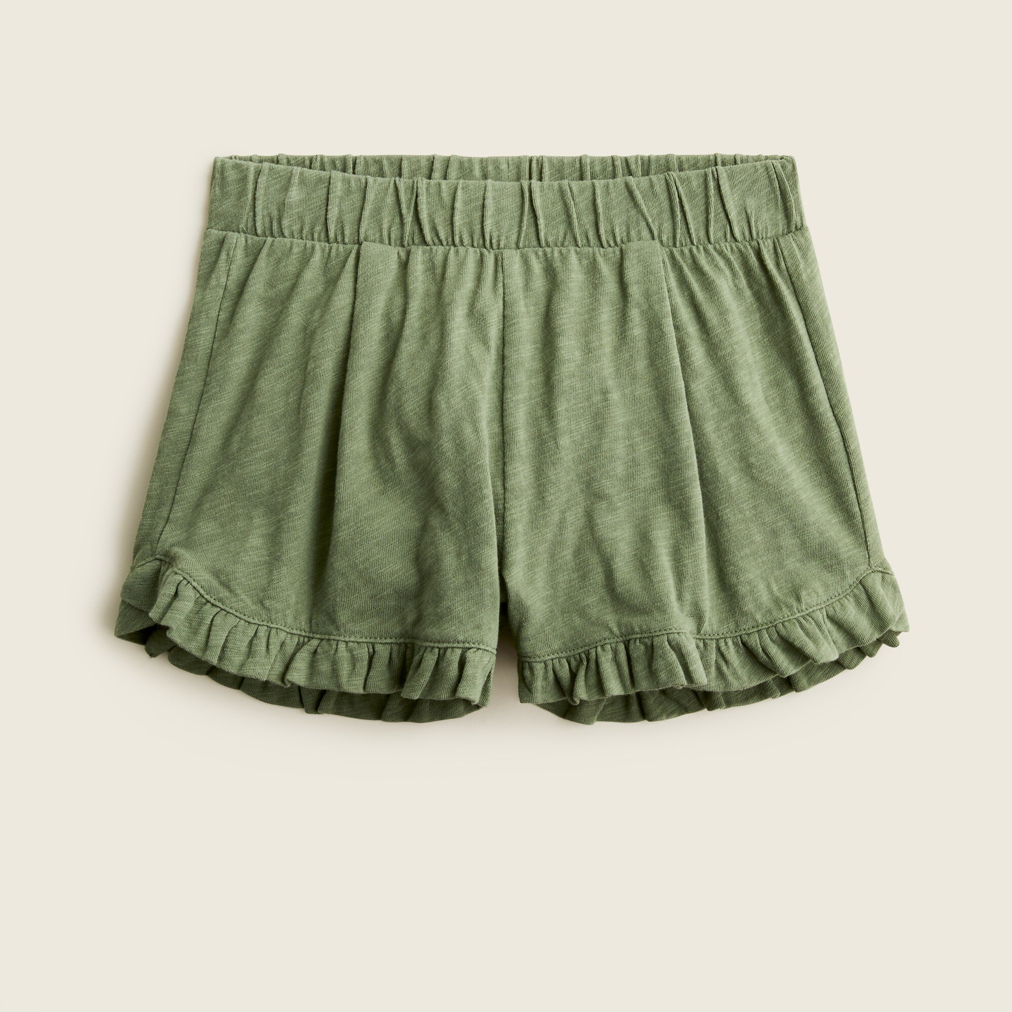 Girls' slub cotton ruffle-trim short