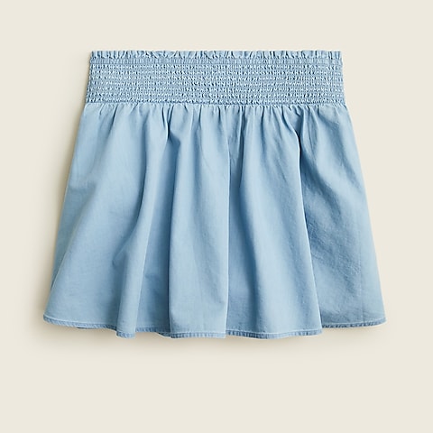  Girls' smocked-waist chambray skirt