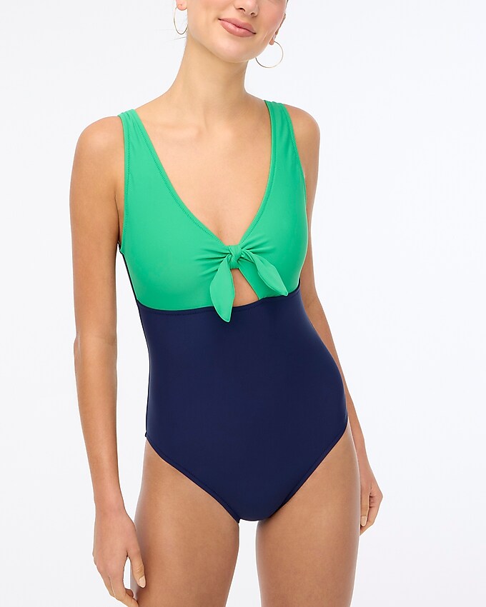 factory: one-piece cutout swimsuit with bow for women, right side, view zoomed
