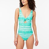 Tie-dyed cutout one-piece swimsuit with bow