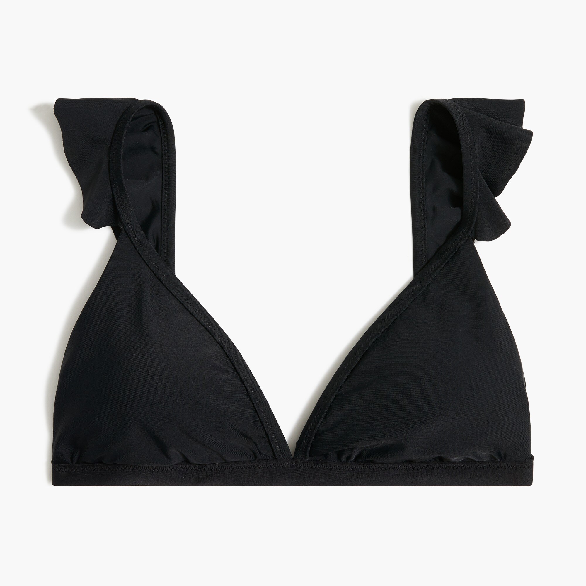  Ruffle-shoulder V-neck bikini top