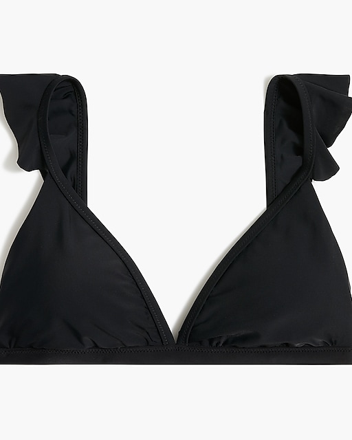 womens Ruffle-shoulder V-neck bikini top