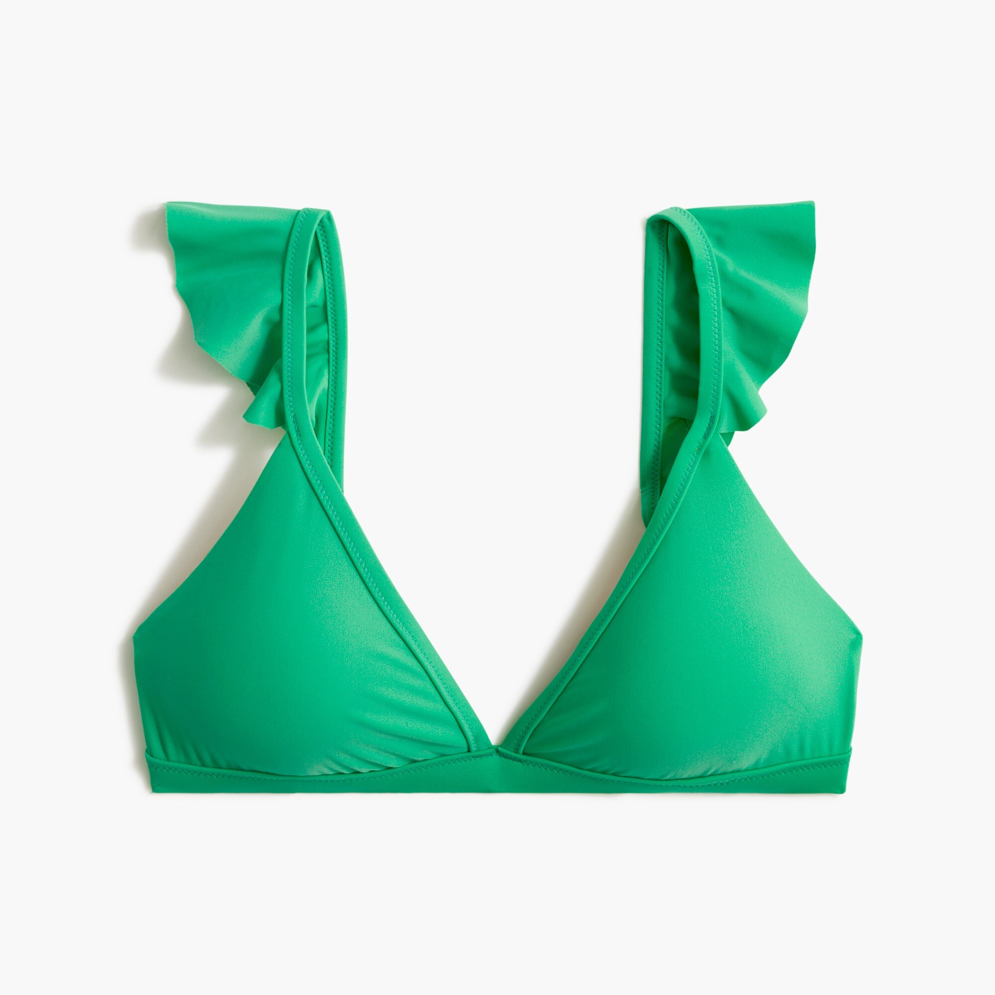 Ruffle-shoulder V-neck bikini top