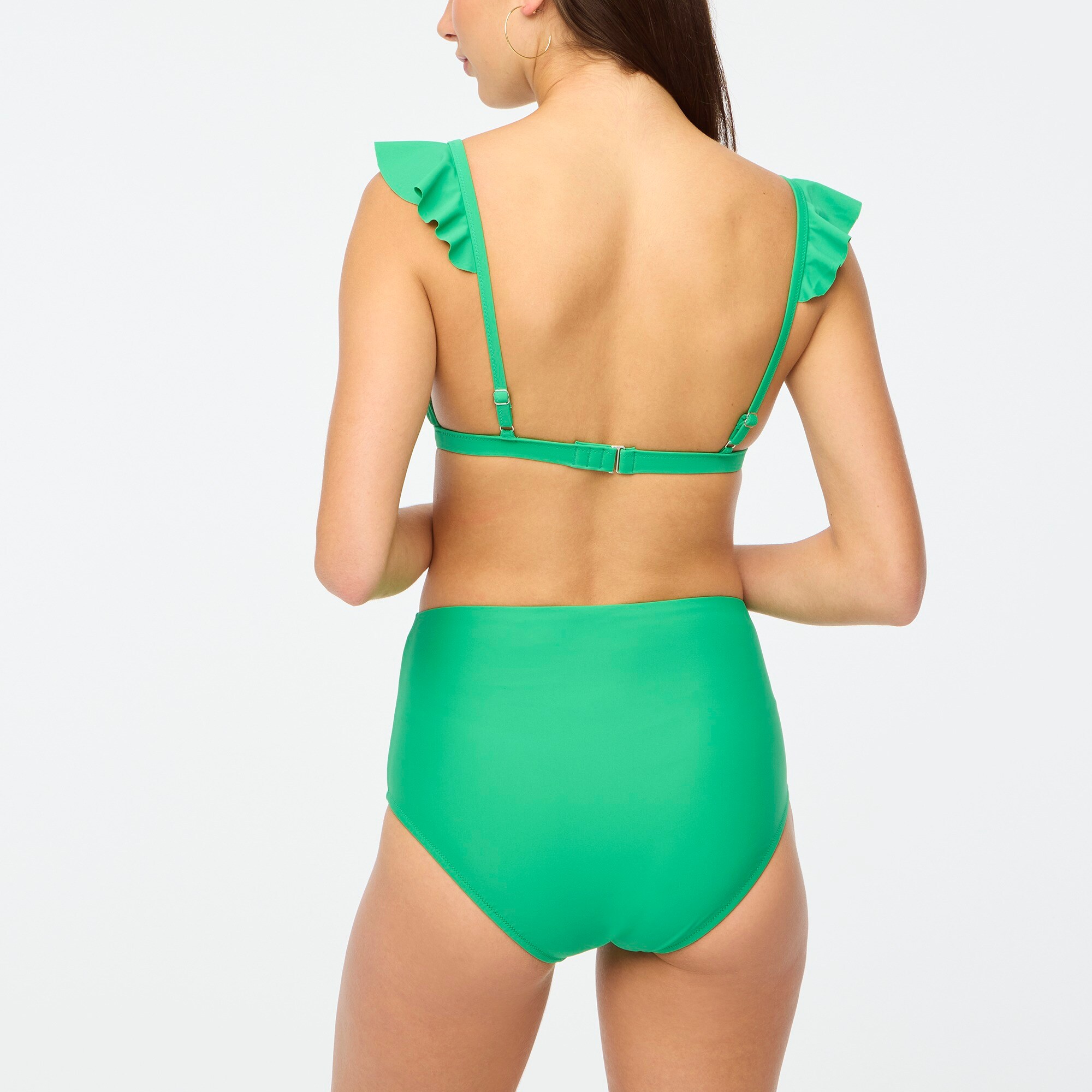 Ruffle-shoulder V-neck bikini top