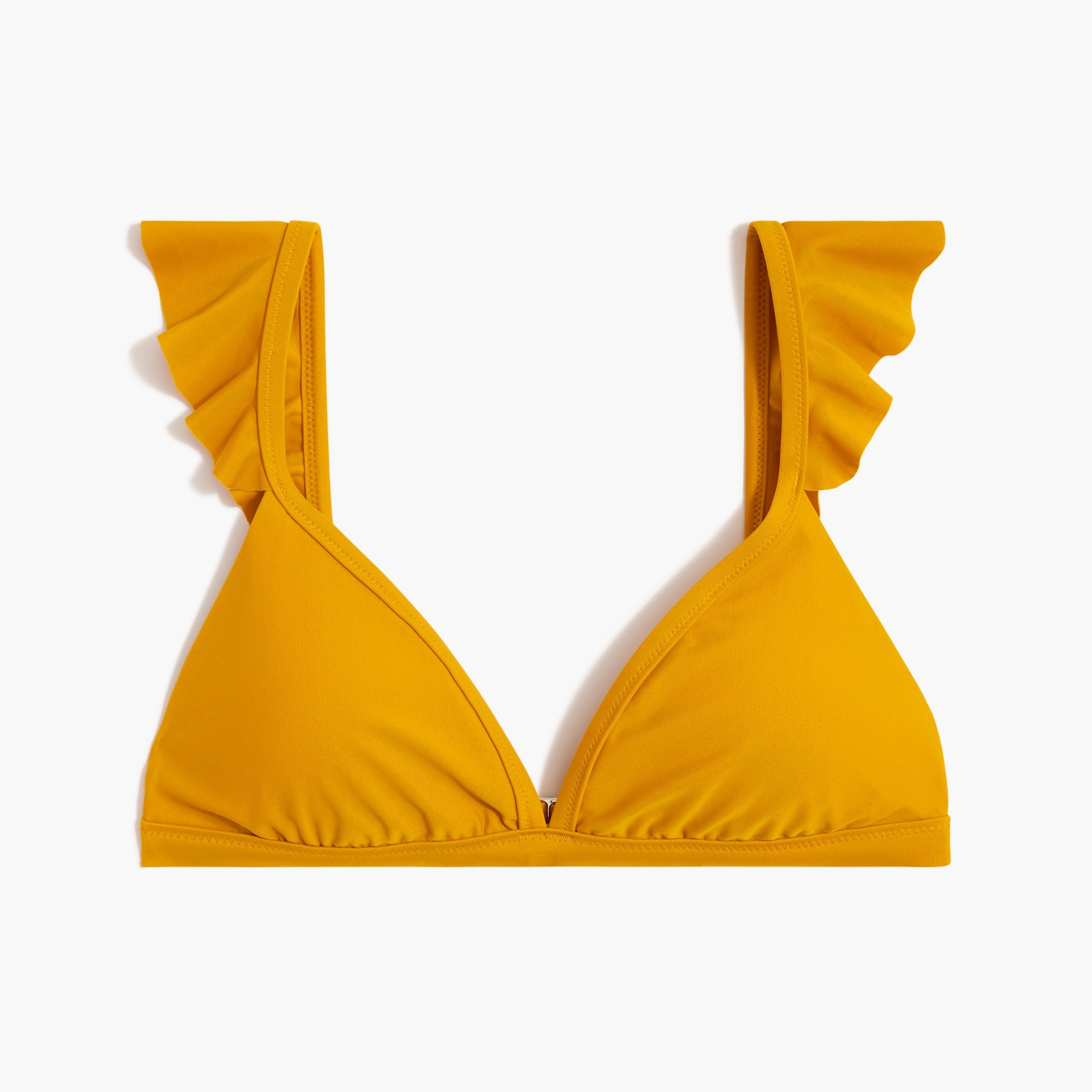 Ruffle-shoulder V-neck bikini top