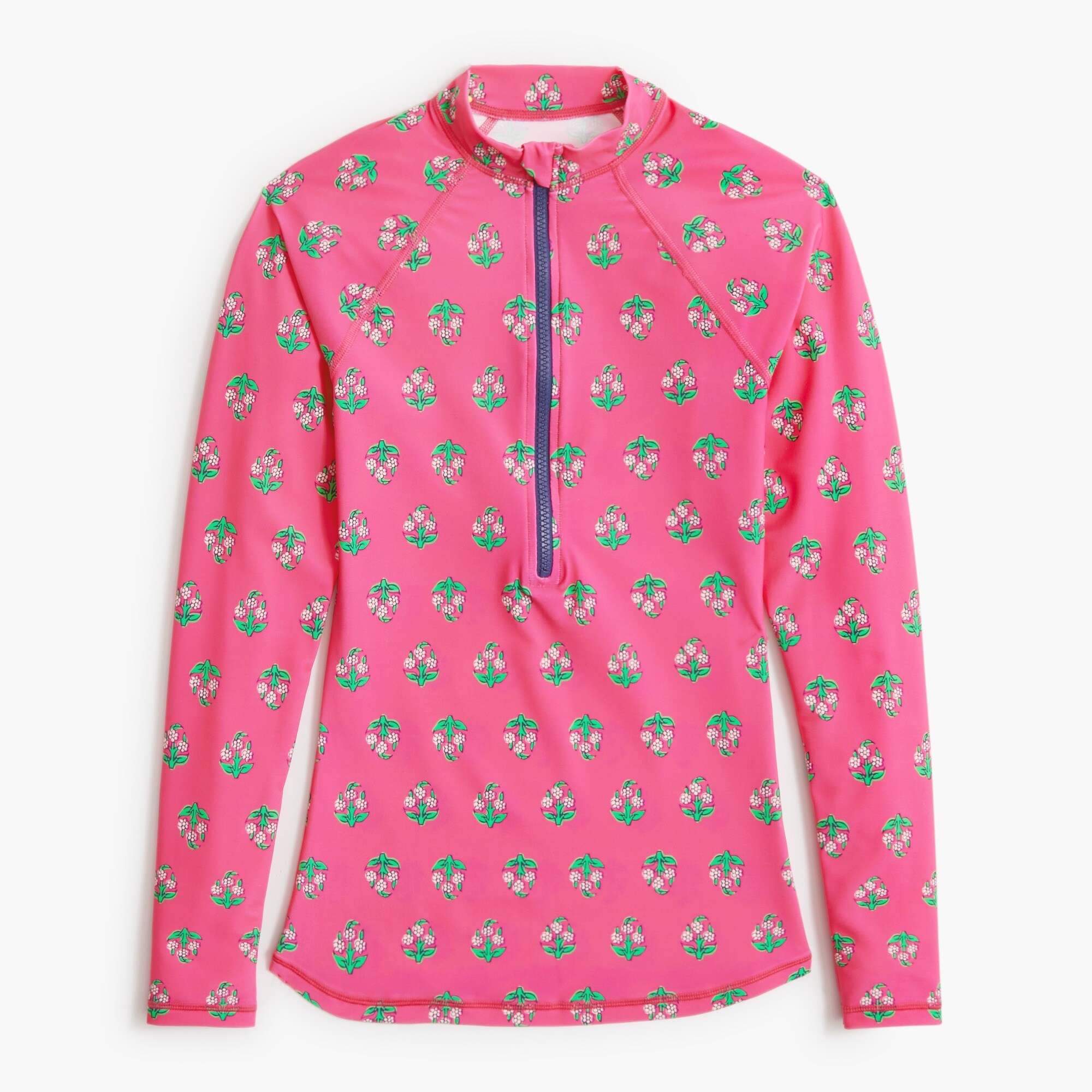 Printed rash guard with front zip