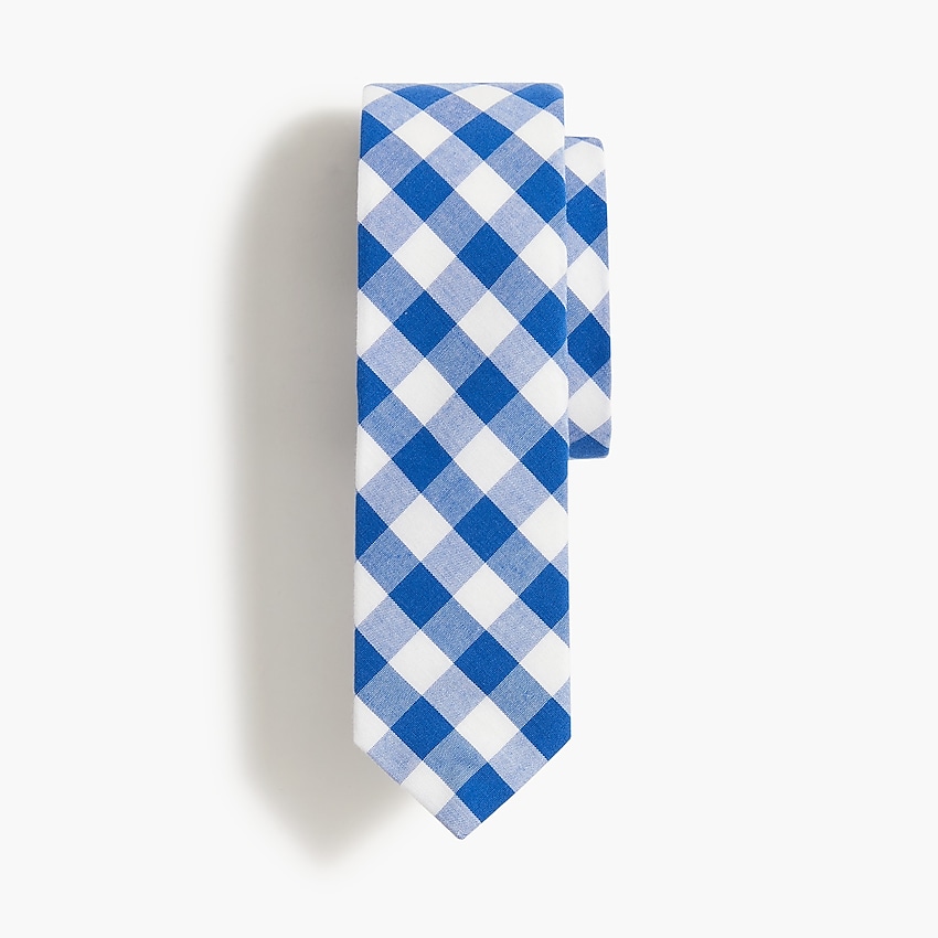 factory: boys' gingham tie for boys, right side, view zoomed
