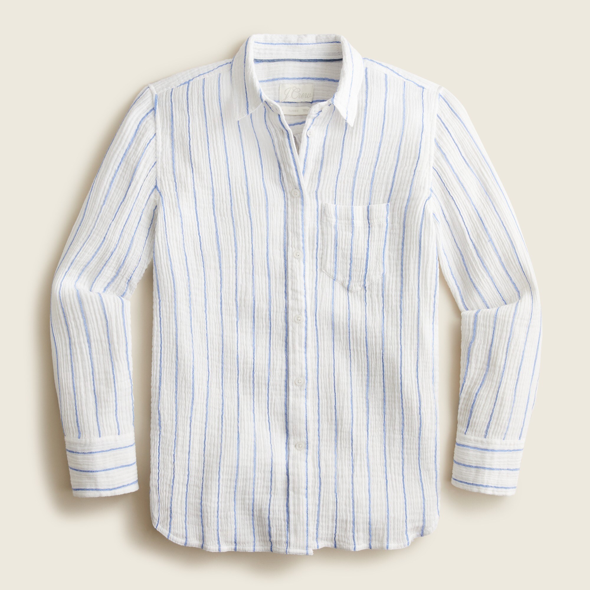J.Crew Classicfit Soft Gauze Shirt In Vertical Stripe For Women