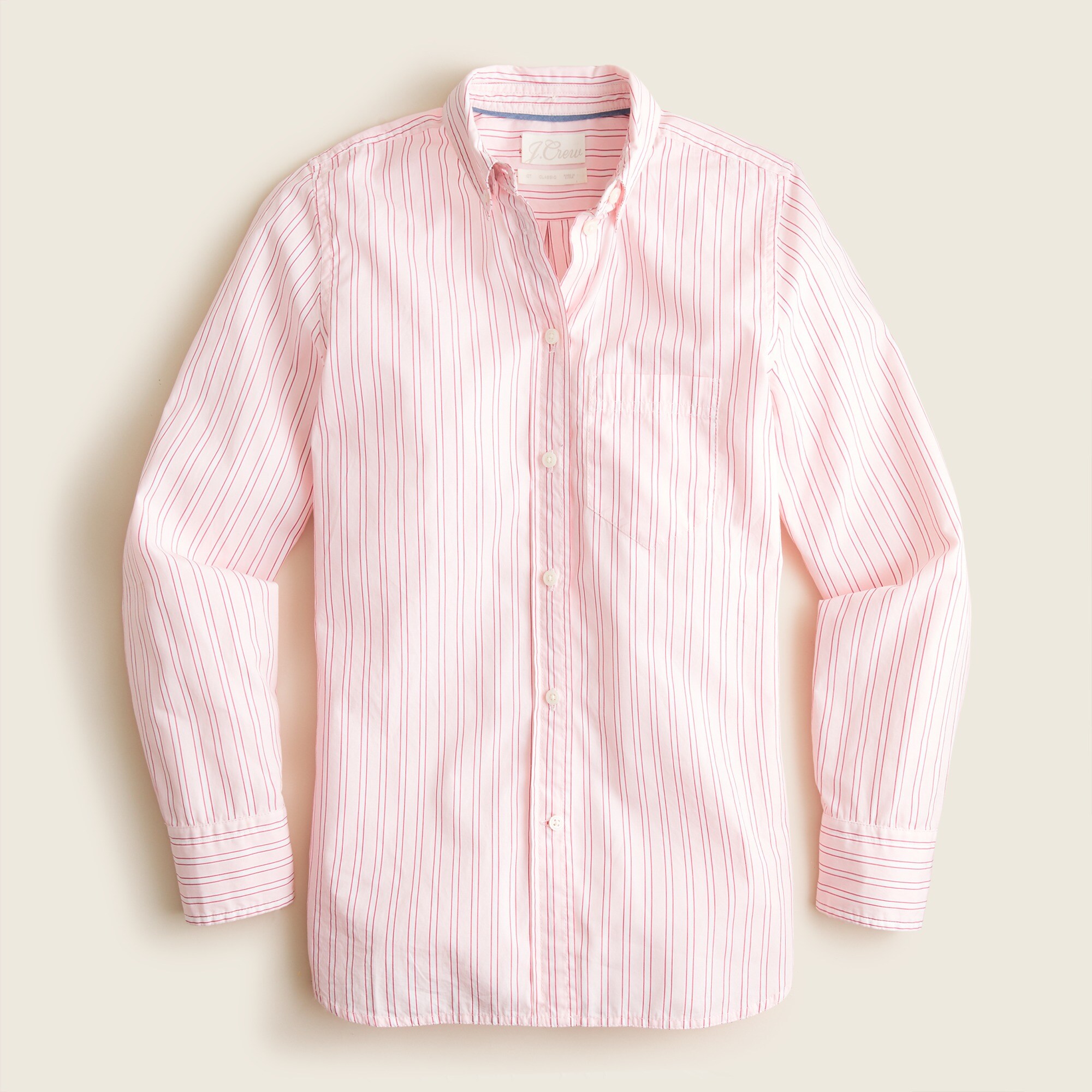 Classic-fit Washed Cotton Poplin Popover In Pink Stripe For Women