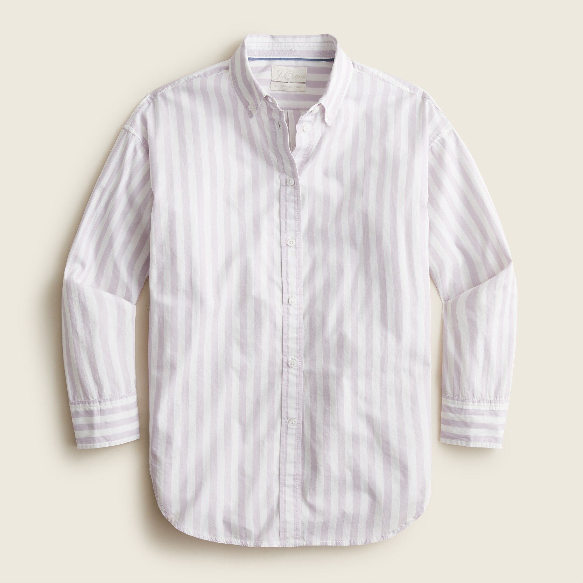 Relaxed-fit washed cotton poplin shirt in bold stripe