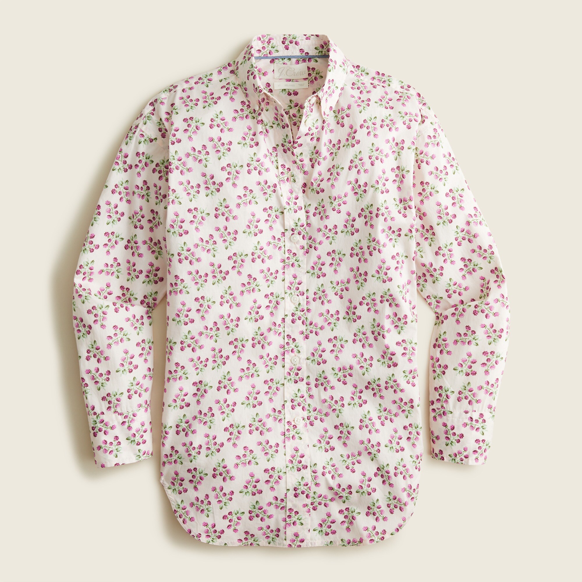 Relaxed-fit lightweight cotton poplin shirt in whisper peach berry