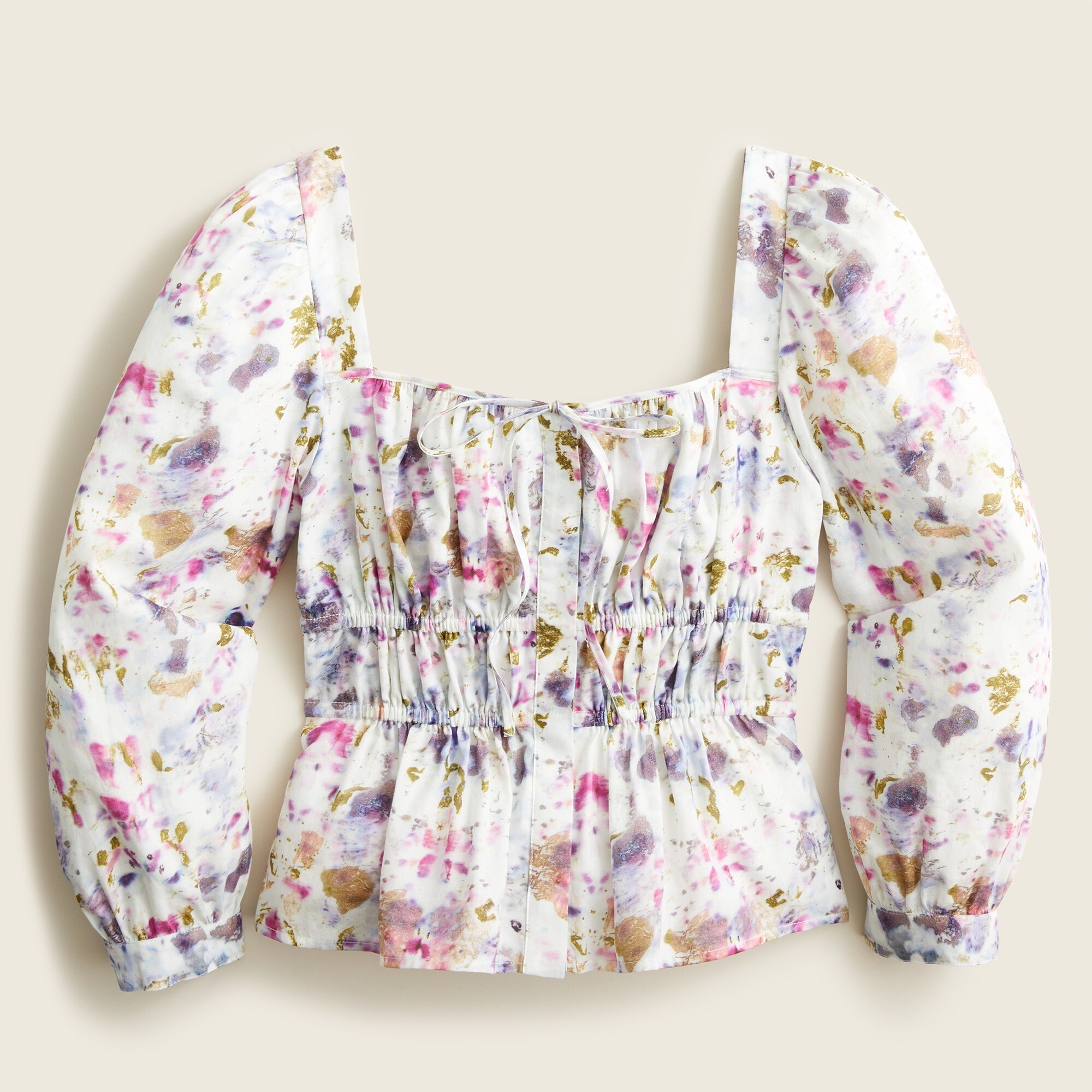Flora Obscura X J.Crew cinched-waist top in kaleidoscope floral