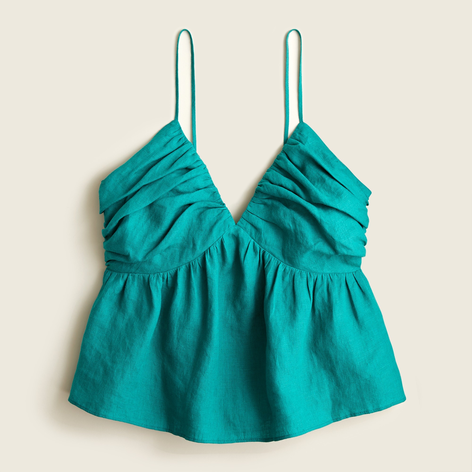 J.Crew: V-neck Gathered Linen Camisole For Women