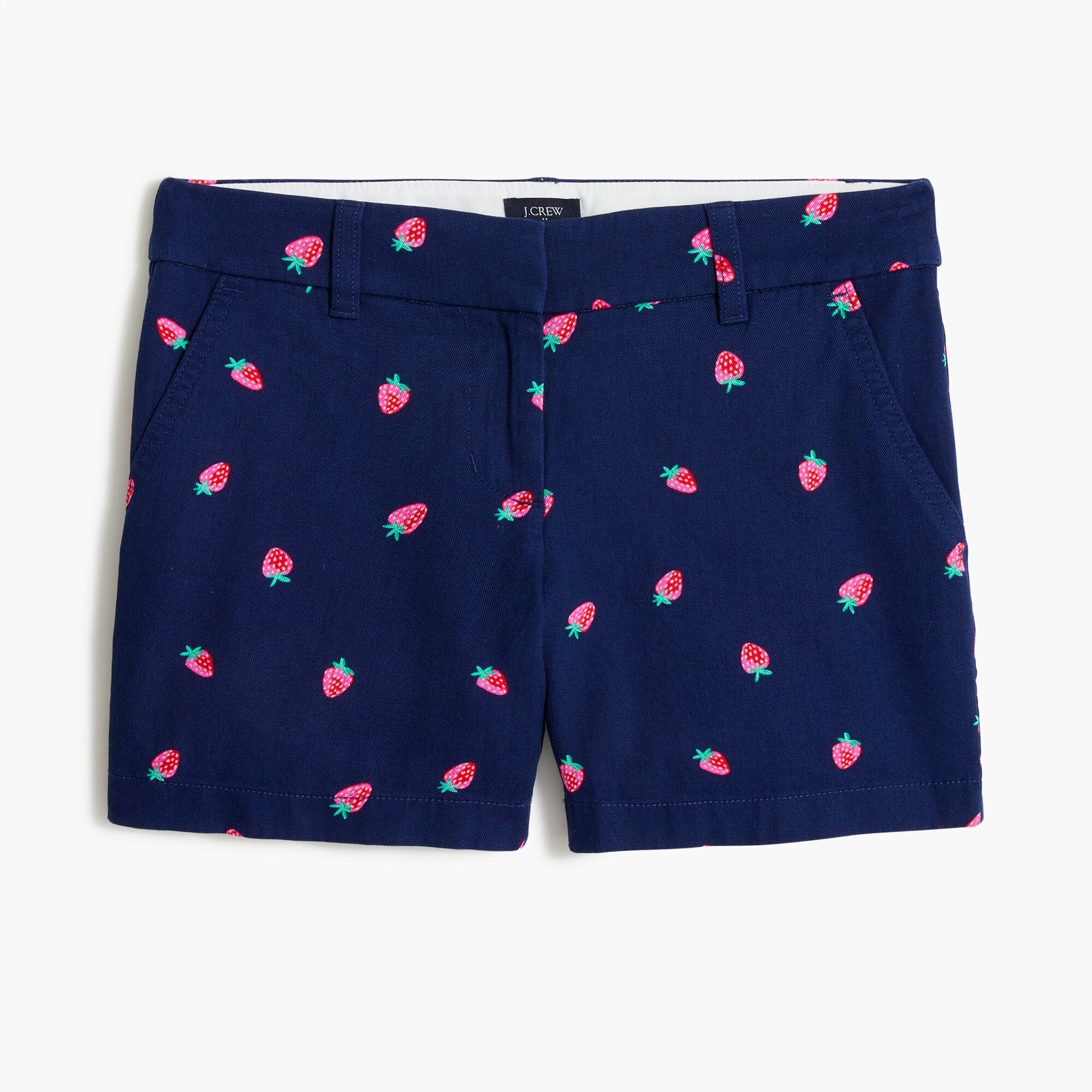 strawberry print 5" classic chino short for women