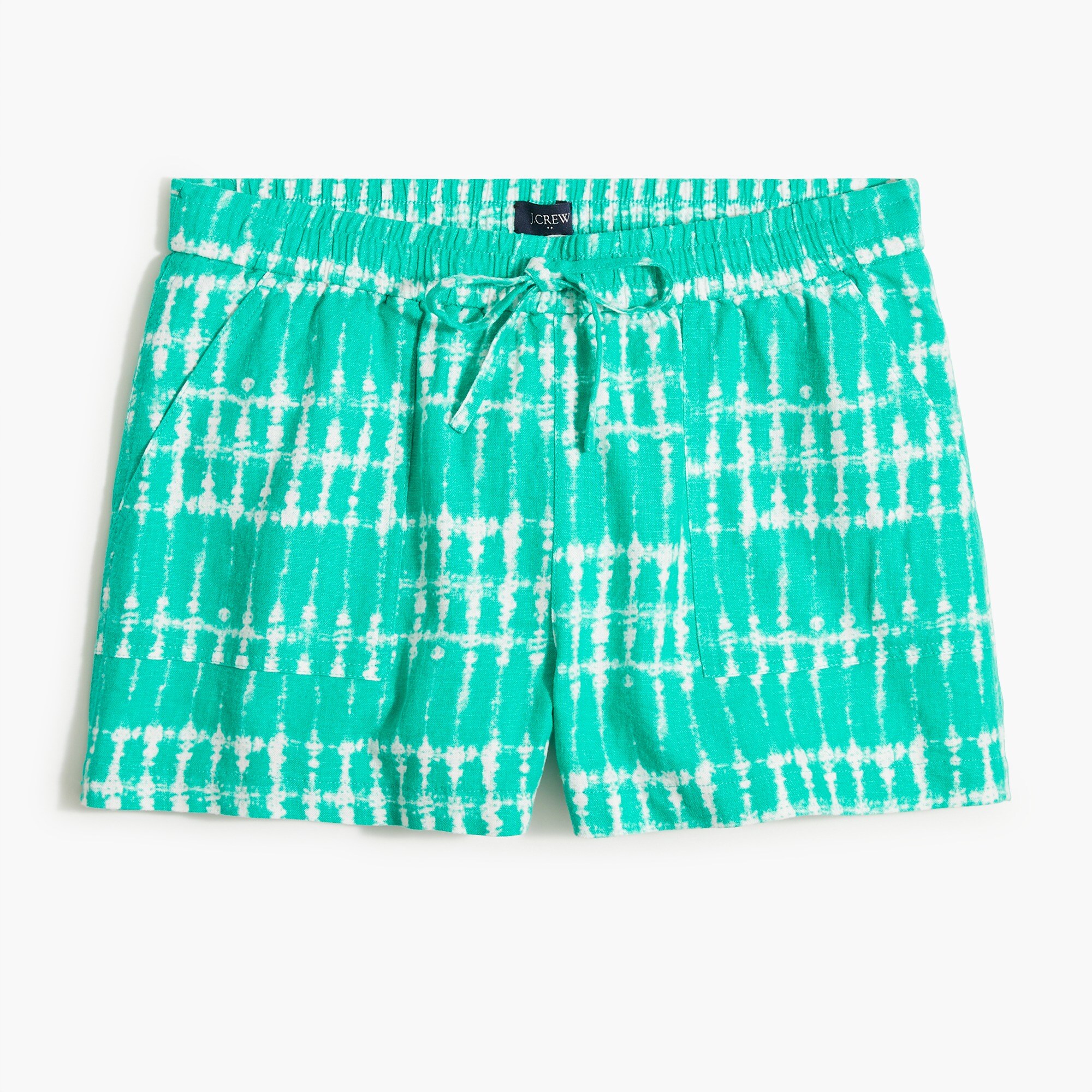 tie-dyed linen-blend drawstring short for women